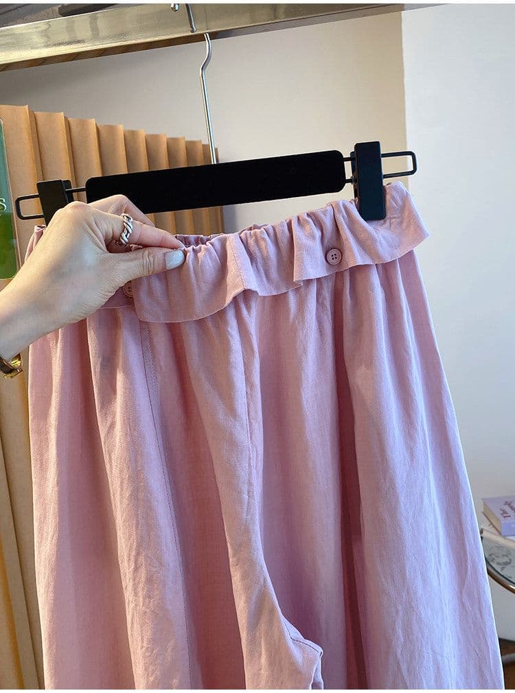 원본 원단 특별 빅 사이즈 300 근 느긋한 바람 8 점 캐주얼 바지 여성 여름 루즈핏 벽오동 와이드 레그 팬츠 상세 이미지 10