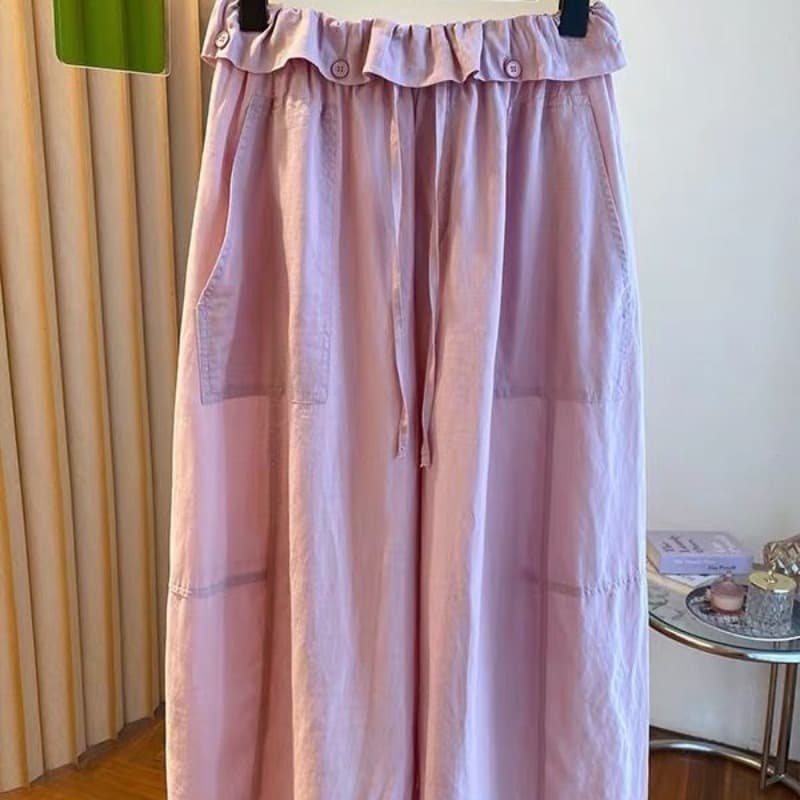 원본 원단 특별 빅 사이즈 300 근 느긋한 바람 8 점 캐주얼 바지 여성 여름 루즈핏 벽오동 와이드 레그 팬츠 이미지 5