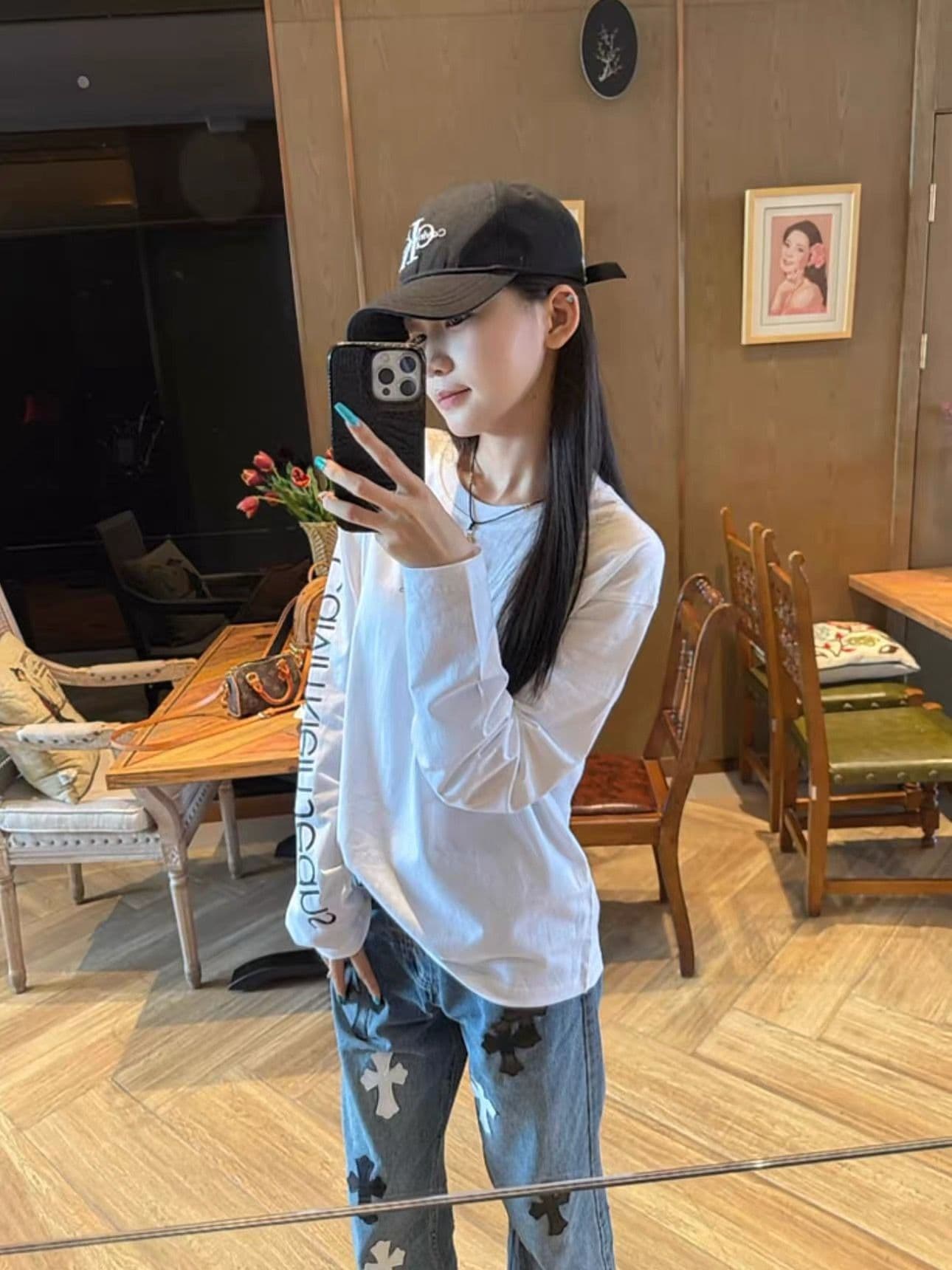 2026 가을 원본 솜씨 순면 220 그램 긴팔 티셔츠 여성