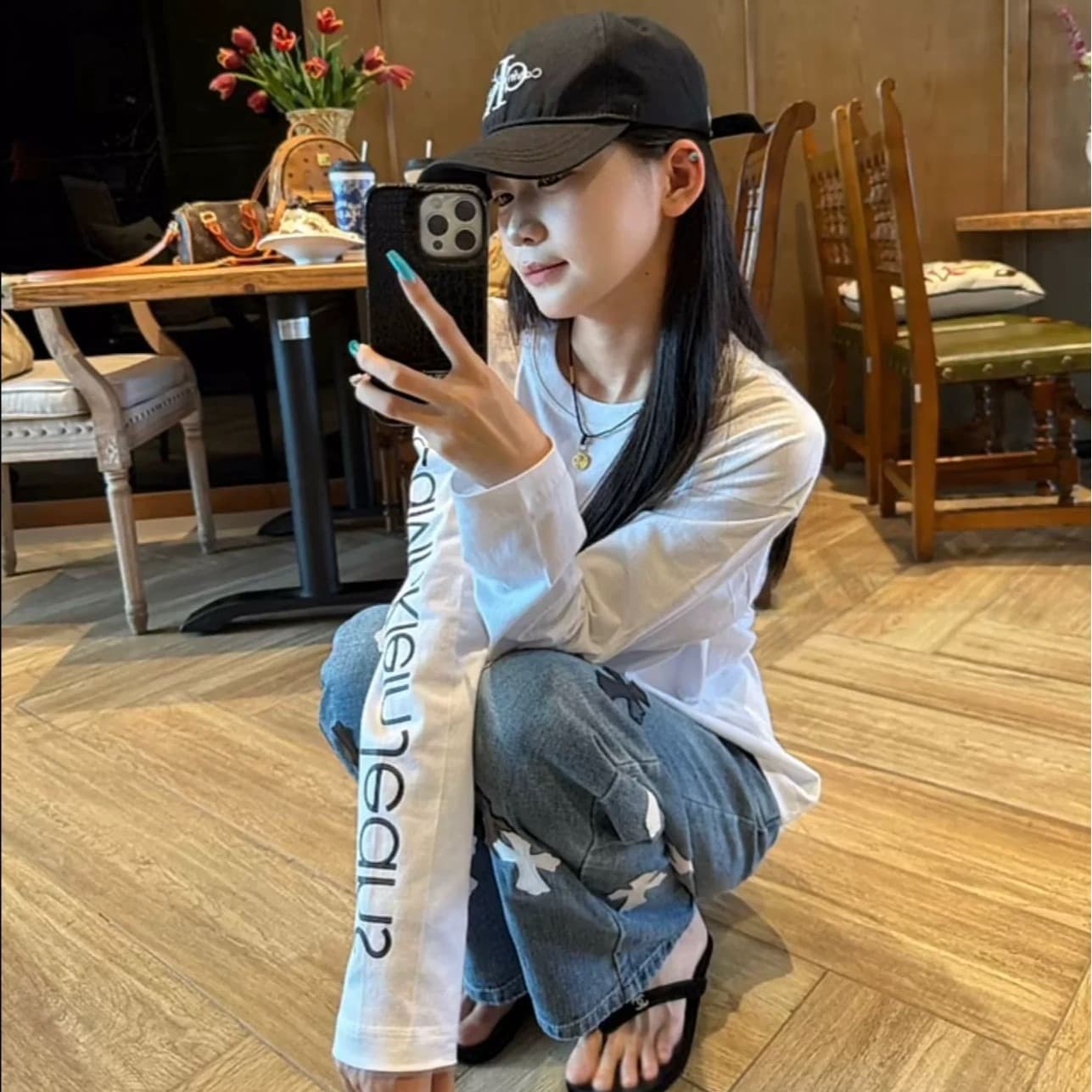2026 가을 원본 솜씨 순면 220 그램 긴팔 티셔츠 여성 이미지 5