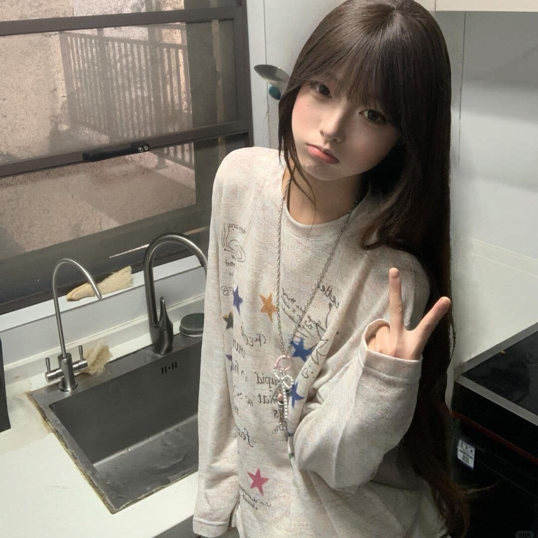 2026 가을 광저우 원본 원단 색상 수채화 낙서 자외선 차단 블라우스 여성 망사 루즈핏 긴팔 티셔츠 이미지 3