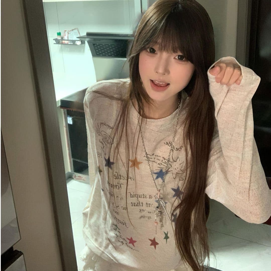 2026 가을 광저우 원본 원단 색상 수채화 낙서 자외선 차단 블라우스 여성 망사 루즈핏 긴팔 티셔츠 이미지 4
