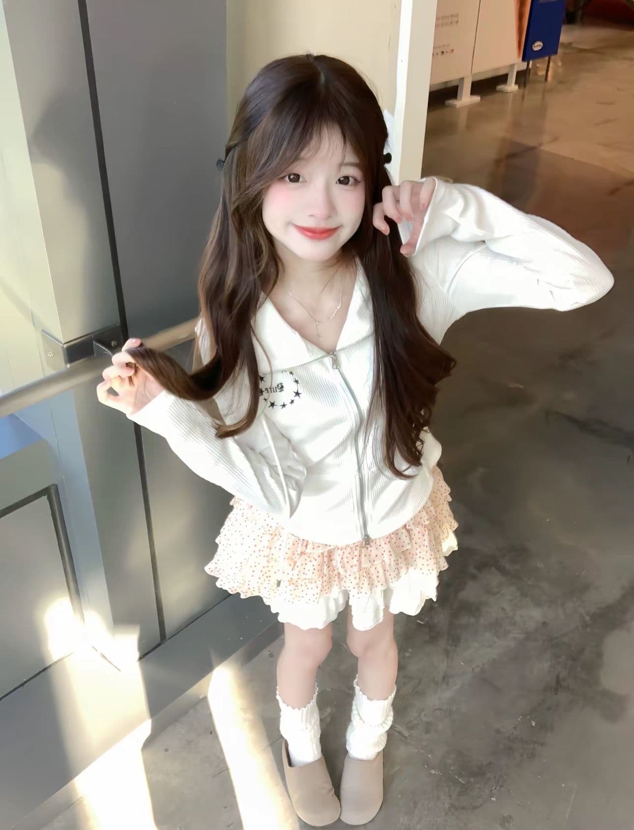 2026 가을 백금 지퍼 95 면 5 암모니아 Lun 이후 패키지 칼라 광저우 원본 원단 후드티 여성 이미지 3