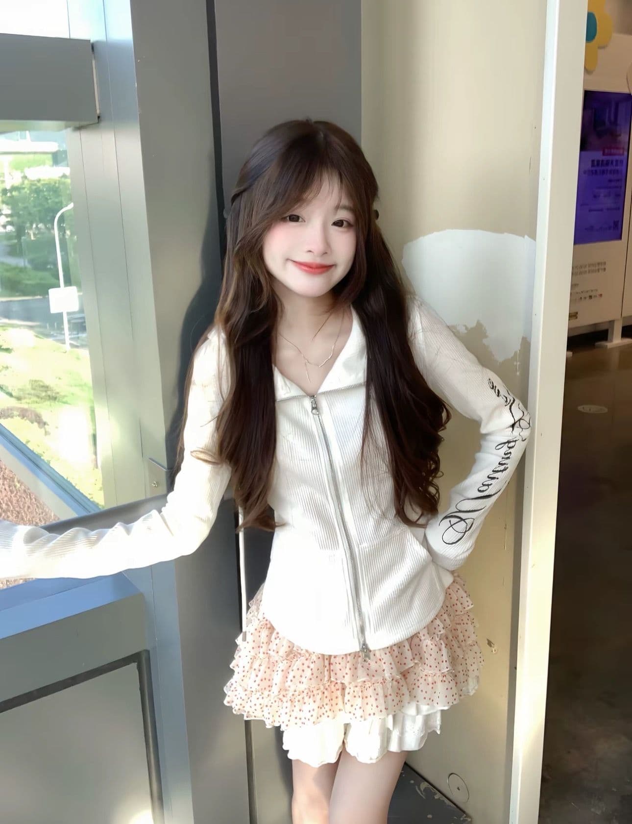 2026 가을 백금 지퍼 95 면 5 암모니아 Lun 이후 패키지 칼라 광저우 원본 원단 후드티 여성 상세 이미지 5