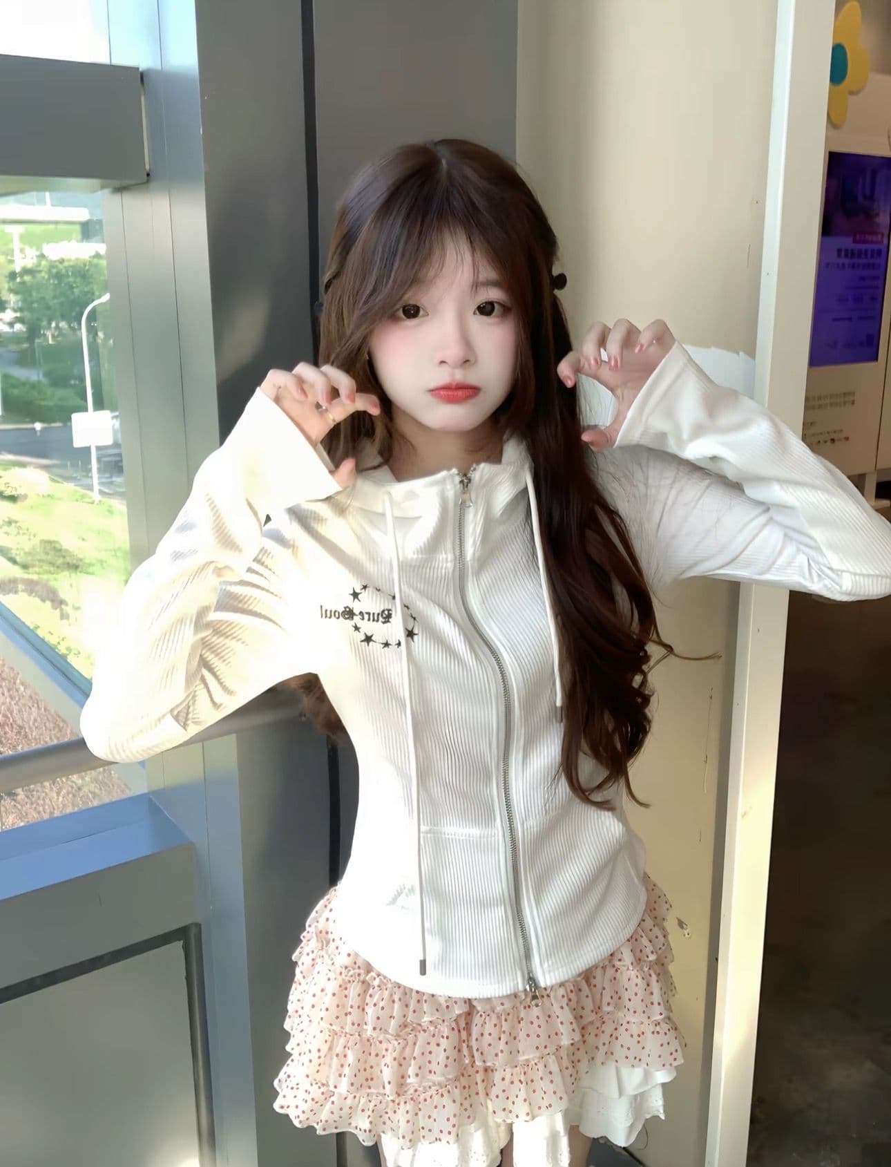 2026 가을 백금 지퍼 95 면 5 암모니아 Lun 이후 패키지 칼라 광저우 원본 원단 후드티 여성 상세 이미지 6