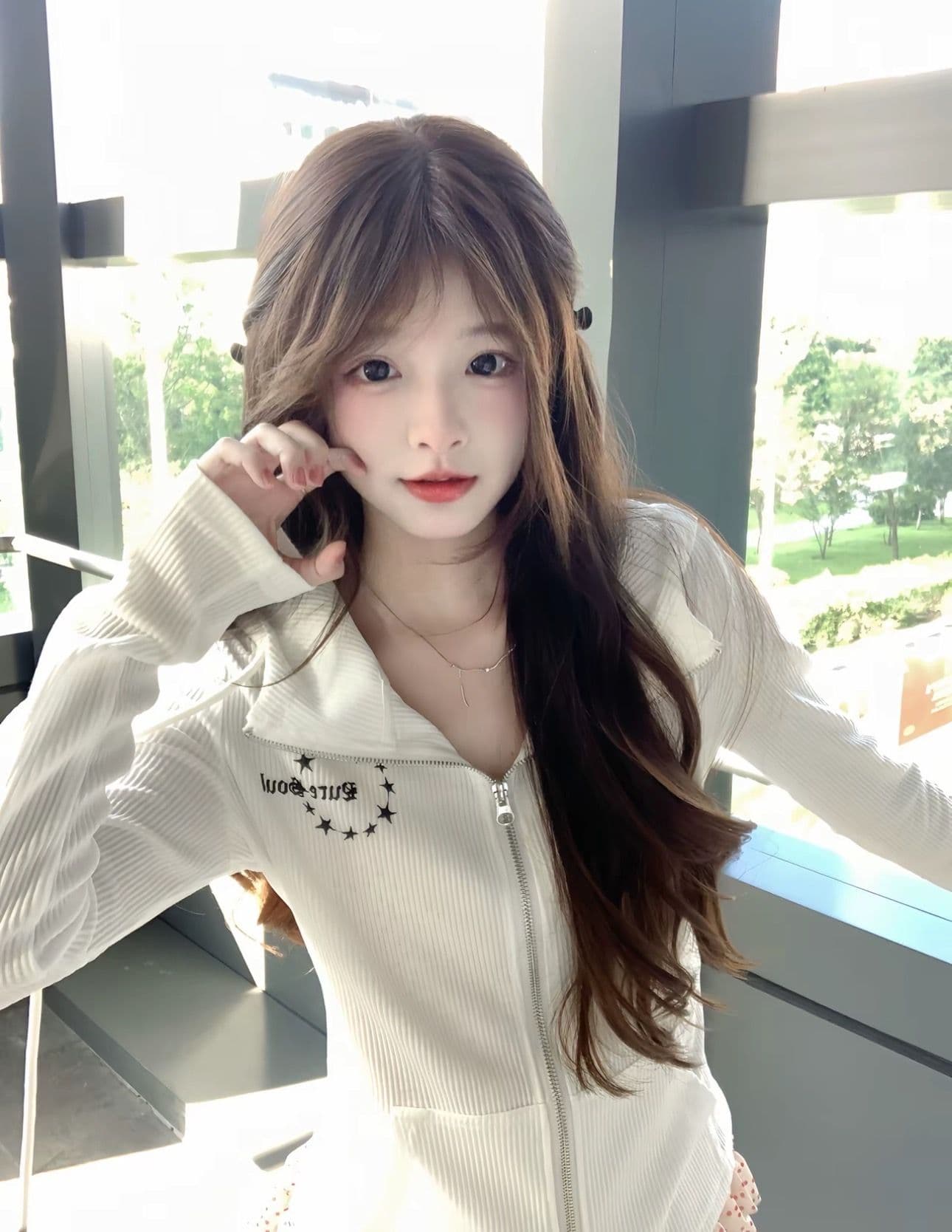 2026 가을 백금 지퍼 95 면 5 암모니아 Lun 이후 패키지 칼라 광저우 원본 원단 후드티 여성 상세 이미지 9