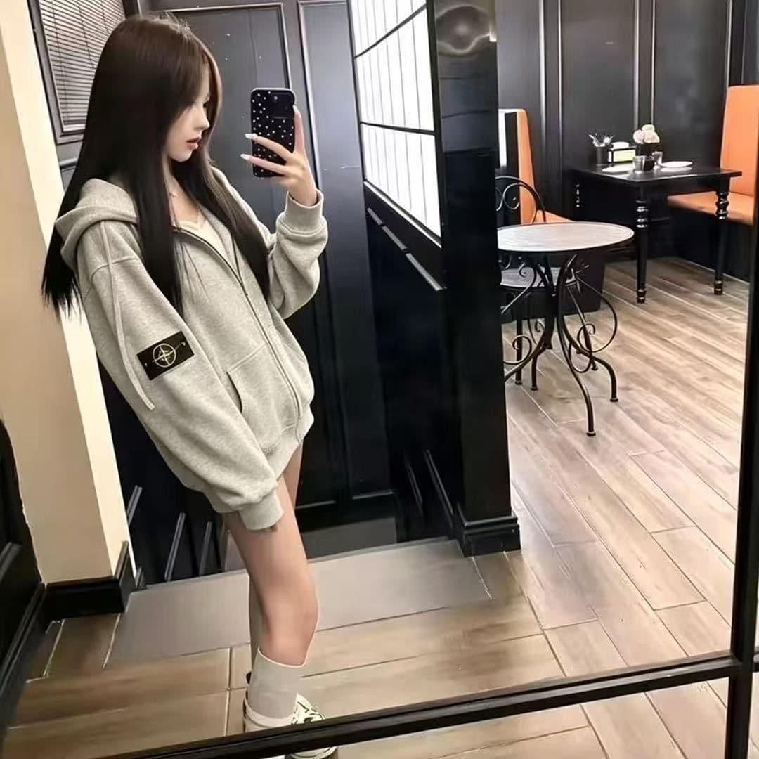 2026 가을 여성 얇은 스타일 이후 패키지 칼라 순수한 Mianhua 면 복합 후드티 여성