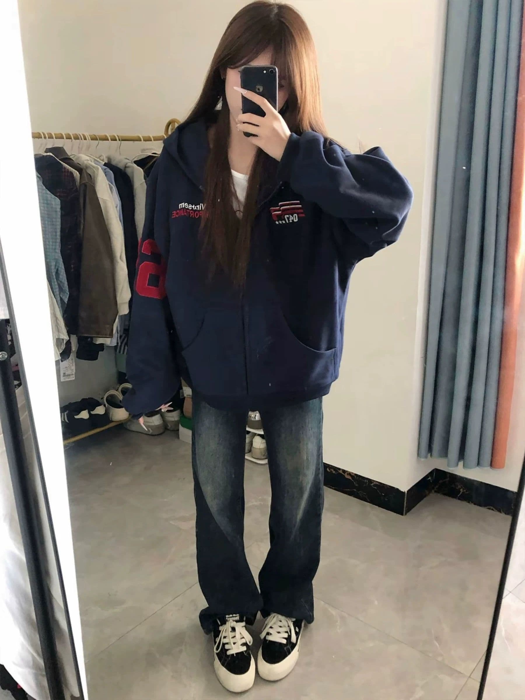 얇은 스타일 털이 있는 복잡한 블랙 하단 프린트 수건 자수 순수한 Mianhua 면 복합 후드티 여성 상세 이미지 6