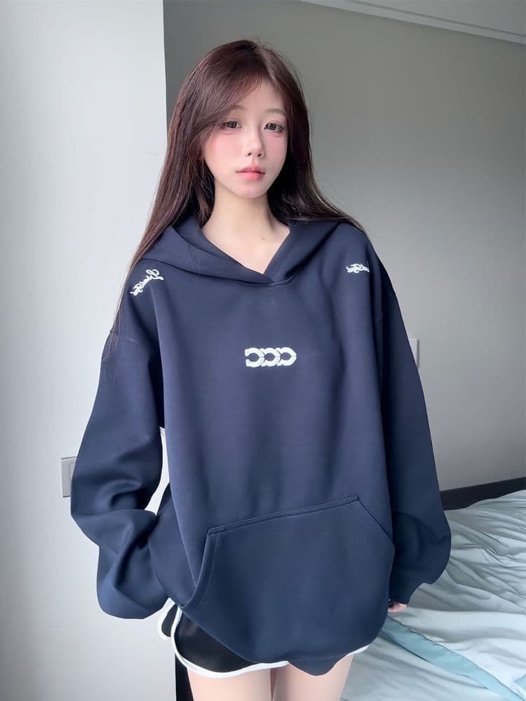 2026 가을 얇은 스타일 모자 접착제 표준 이후 패키지 칼라 순수한 Mianhua 면 복합 후드티 여성 상세 이미지 7