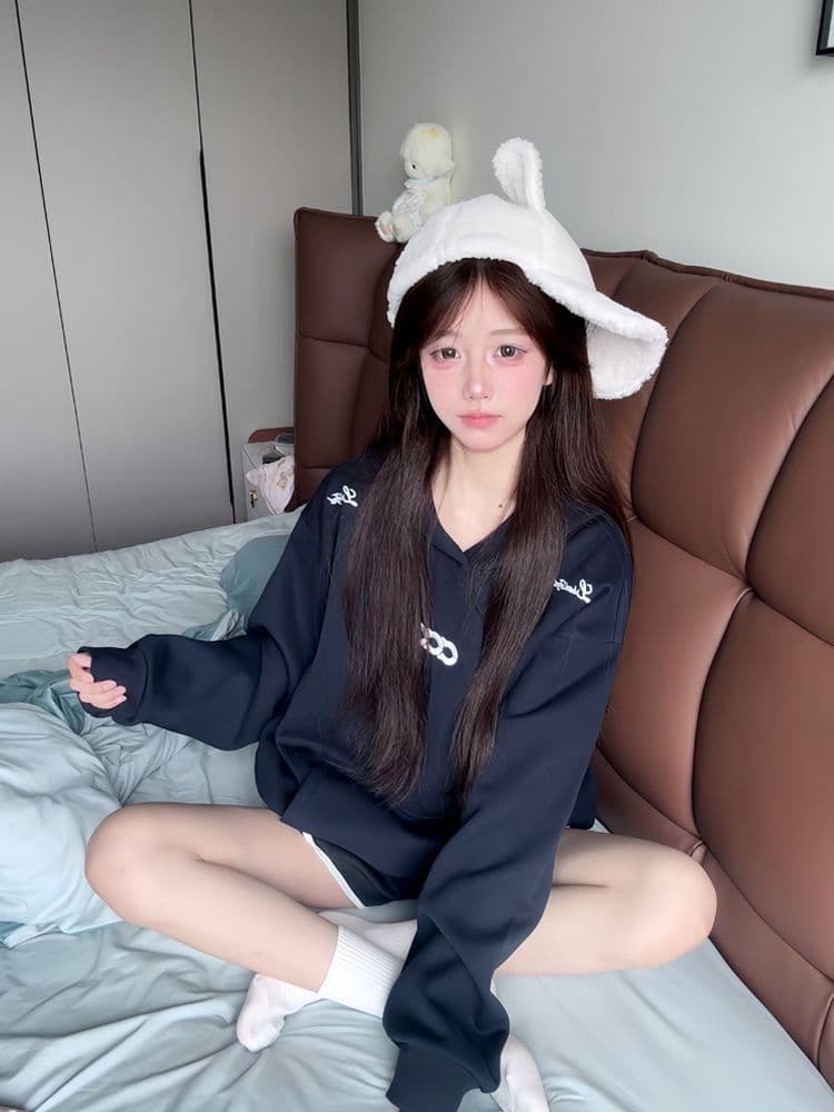 2026 가을 얇은 스타일 모자 접착제 표준 이후 패키지 칼라 순수한 Mianhua 면 복합 후드티 여성 상세 이미지 8