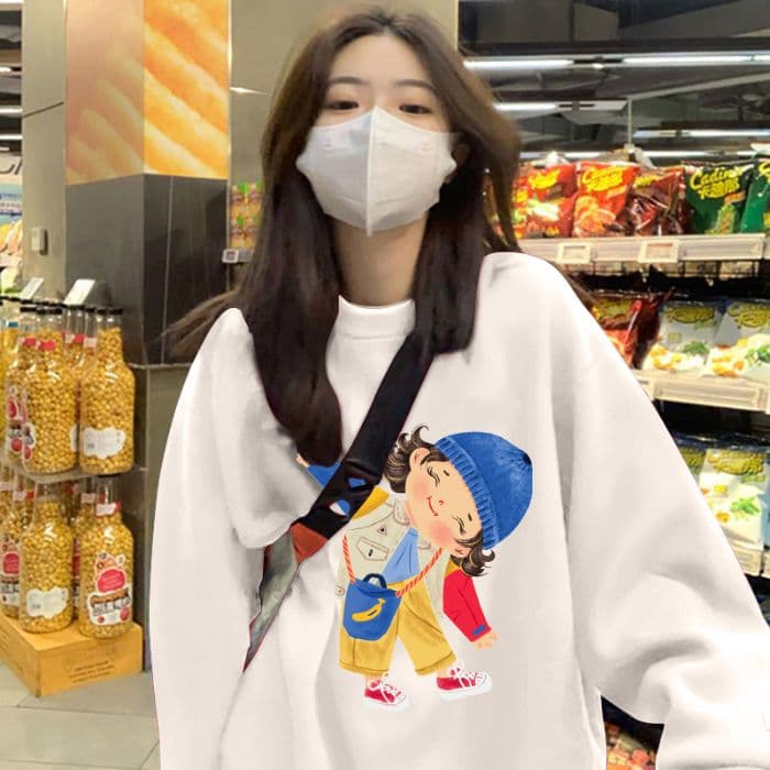 2026 년 가을 겨울 모방 Mianhua 면 복합 얇은 스타일 310g 털이 있는 400g 라운드 넥 후드티 여성 이미지 2