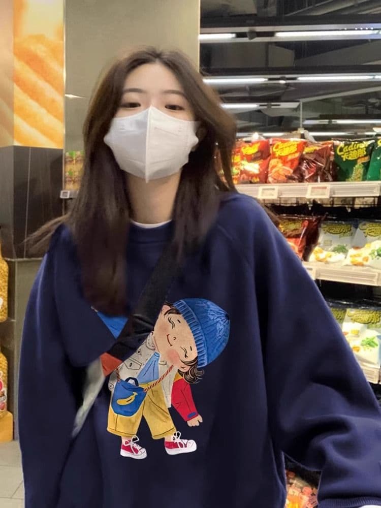 2026 년 가을 겨울 모방 Mianhua 면 복합 얇은 스타일 310g 털이 있는 400g 라운드 넥 후드티 여성 상세 이미지 2
