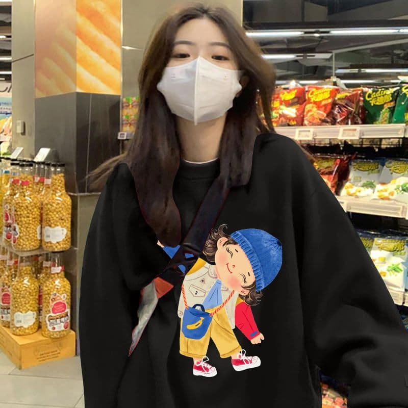 2026 년 가을 겨울 모방 Mianhua 면 복합 얇은 스타일 310g 털이 있는 400g 라운드 넥 후드티 여성 상세 이미지 6