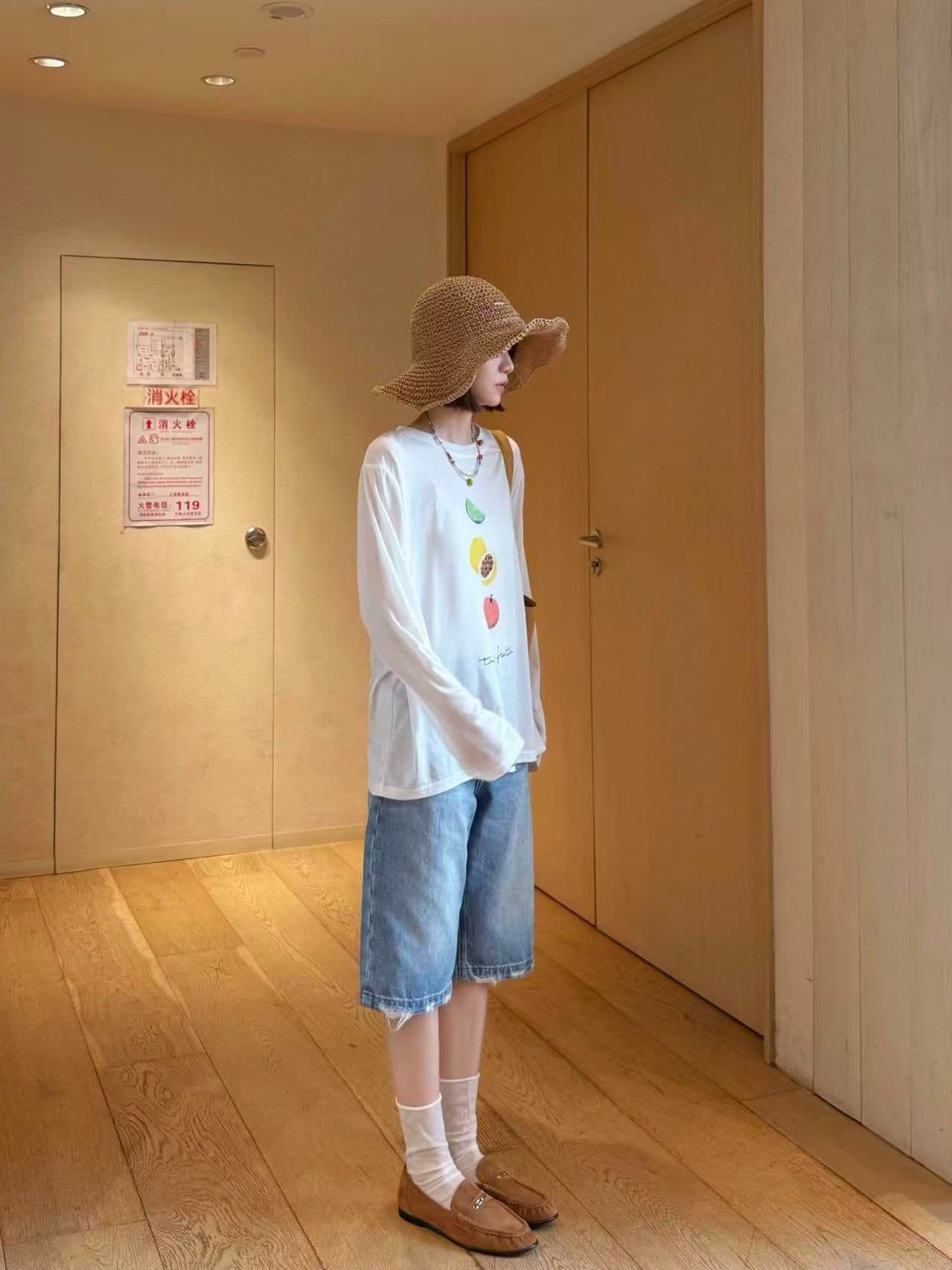 180 그램 아마 눈꽃 긴팔 티셔츠 태양 보호 셔츠 기본 셔츠 블라우스 통기성 루즈핏 이미지 4