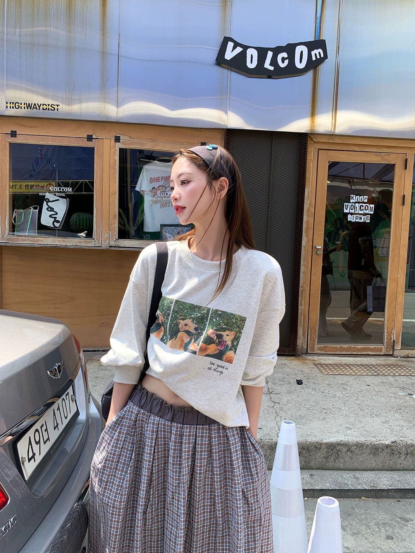 2026 가을 후아 면 복합 프린트 라운드 넥 후드티 여성 얇은 스타일 털이 있는 상세 이미지 2