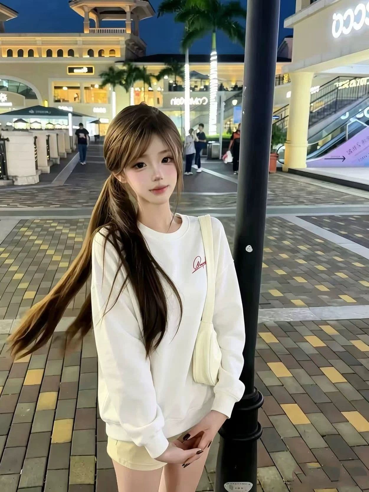 2026 가을 후아 면 복합 프린트 라운드 넥 후드티 여성 얇은 스타일 털이 있는 상세 이미지 6