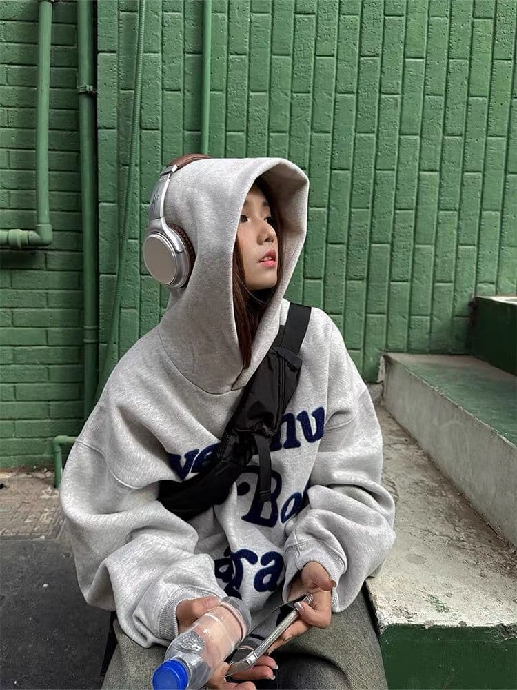 2026 가을 후아 면 복합 없음 모자 로프 없음 주머니 후드 티 스웨터 여성 얇은 스타일 털이 있는 상세 이미지 4