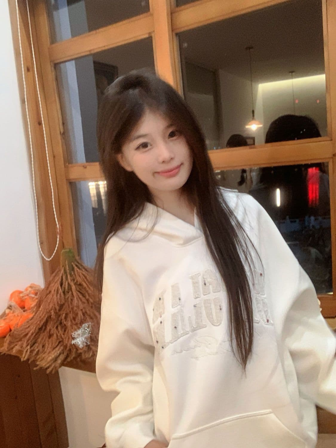 2026 가을 얇은 스타일 털이 있는 작은 샤넬 스타일 자수 후아 면 복합 우유 실크 후드티 여성