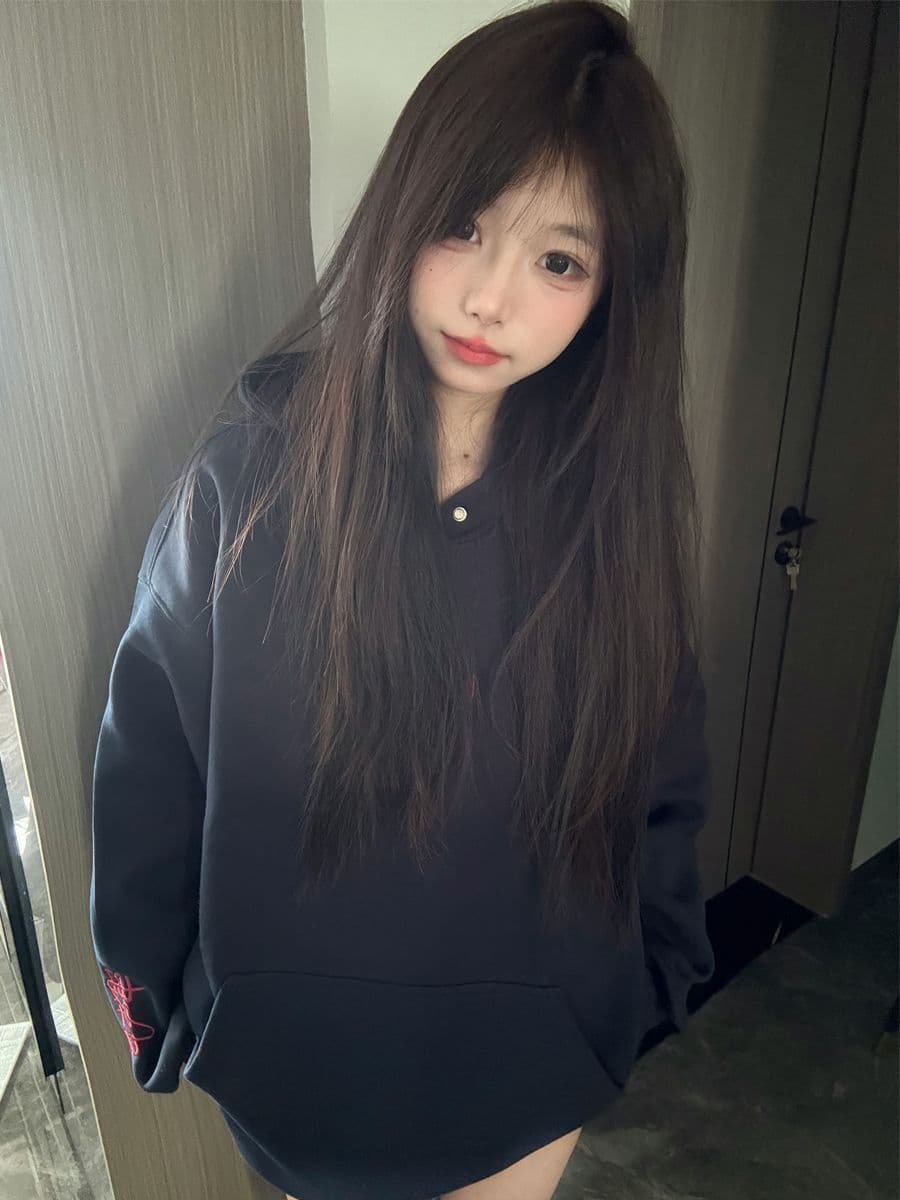 2026 가을 얇은 스타일 털이 있는 단추 자수 원본 솜씨 순수한 Mianhua 면 복합 후드티 여성 이미지 3