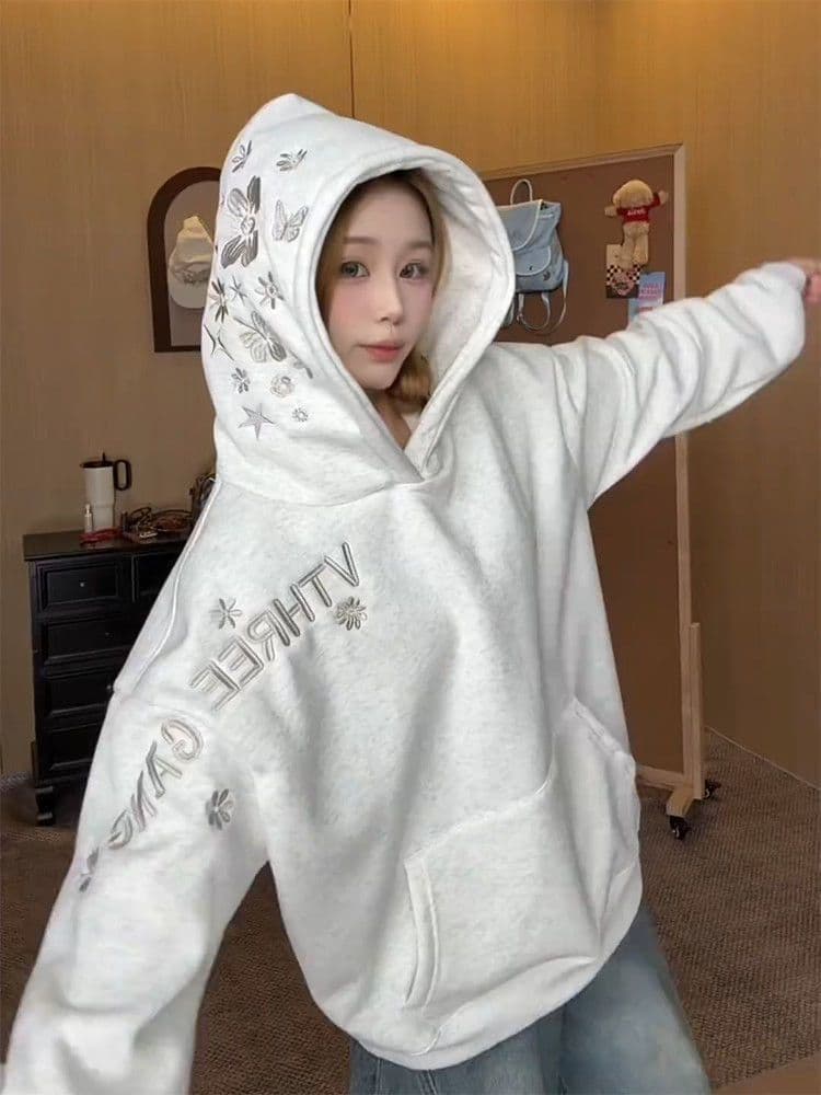 2026 가을 얇은 스타일 털이 있는 순수한 Mianhua 면 복합 후드티 여성 이미지 2