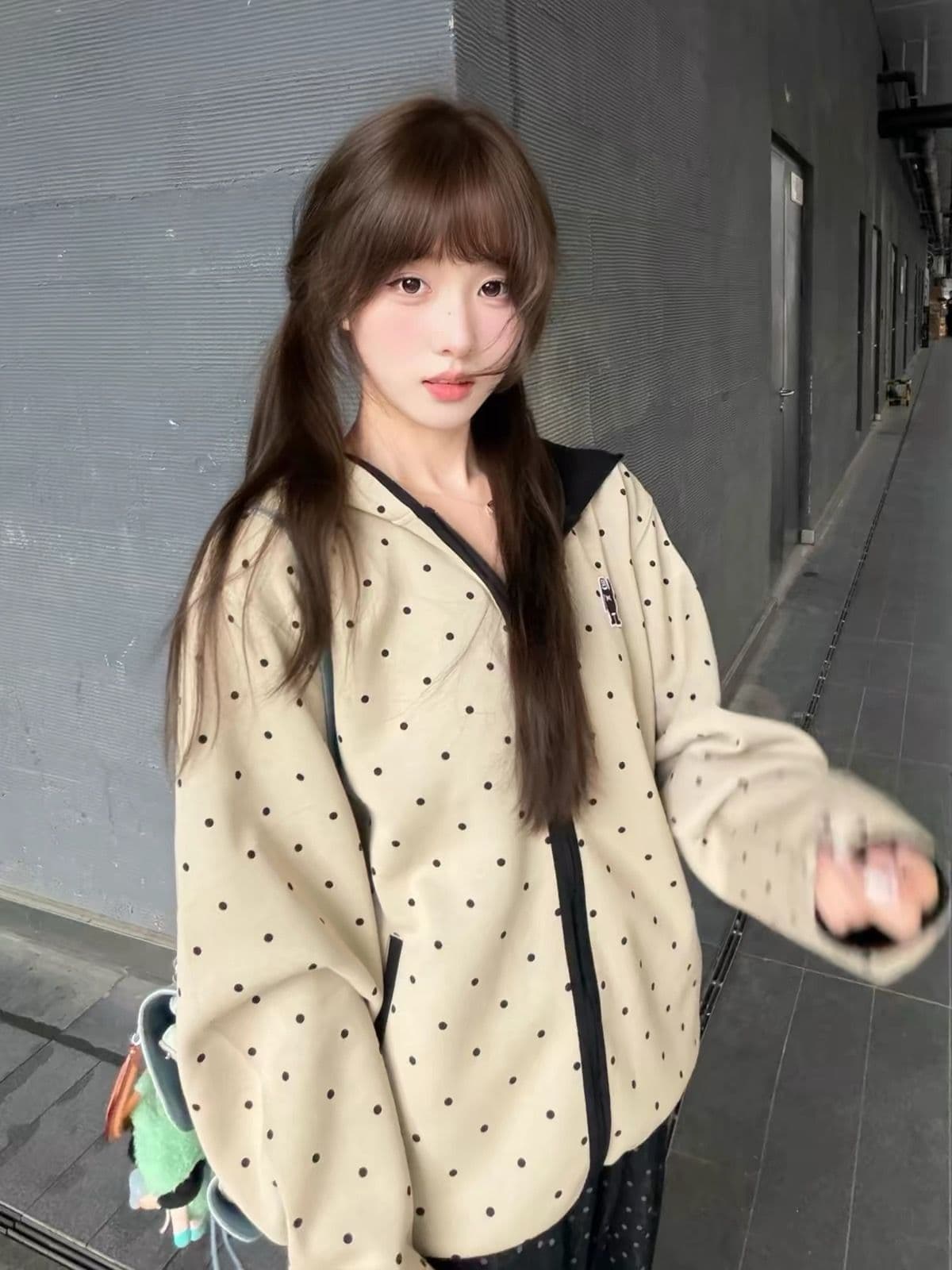 2026 가을 얇은 스타일 복잡한 블랙 하단 이후 패키지 칼라 순수한 Mianhua 면 복합 후드티 여성 이미지 2