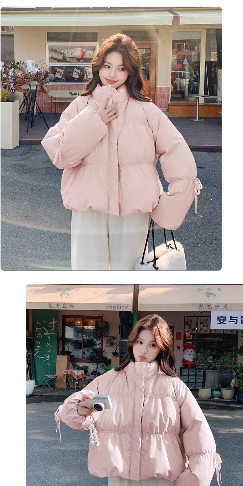 스탠드 칼라 파란색 버블 푸 다운 재킷 여성 겨울 쇼트 스타일 2026 새로운 작은 키 아래 면화 의류 패딩 재킷 두꺼움 재킷 상세 이미지 26