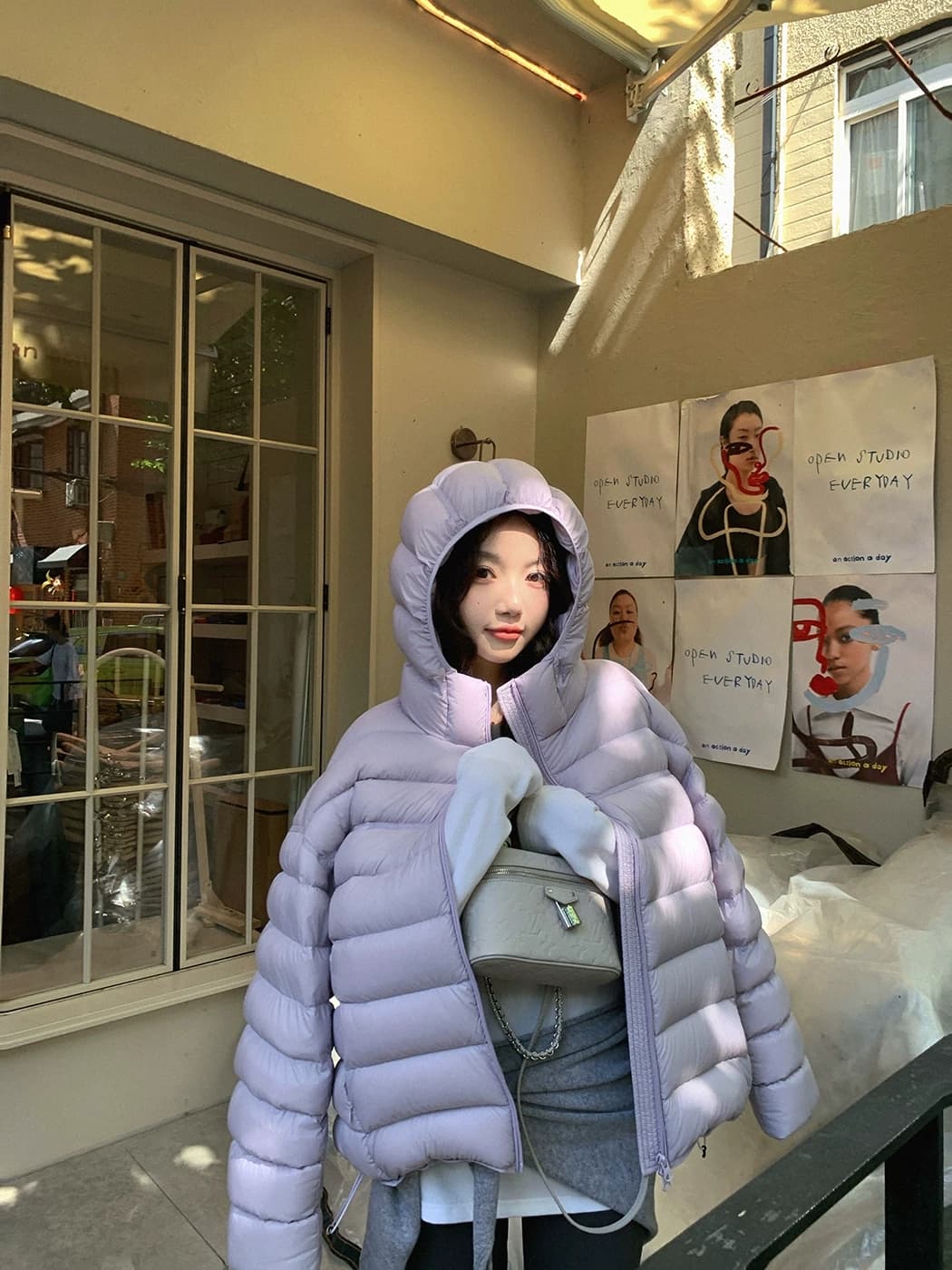 한국 스타일 루즈핏 2026 새로운 다운 재킷 여성 갈비 살 버블 푸 내부 및 외부 같은 재료 거북이 쇼트 스타일 후드 코튼 자켓 상세 이미지 6