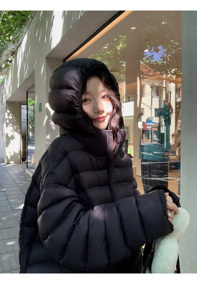 한국 스타일 루즈핏 2026 새로운 다운 재킷 여성 갈비 살 버블 푸 내부 및 외부 같은 재료 거북이 쇼트 스타일 후드 코튼 자켓 상세 이미지 26