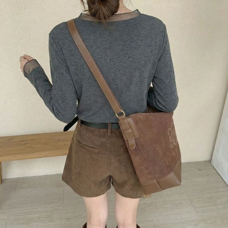 실사 털이 있는 레이스 라운드 넥 원사 기본 셔츠 여성 봄 가을 겨울 인사이드 가져 가라. De 플러시 연삭 털 긴팔 티셔츠 상세 이미지 7
