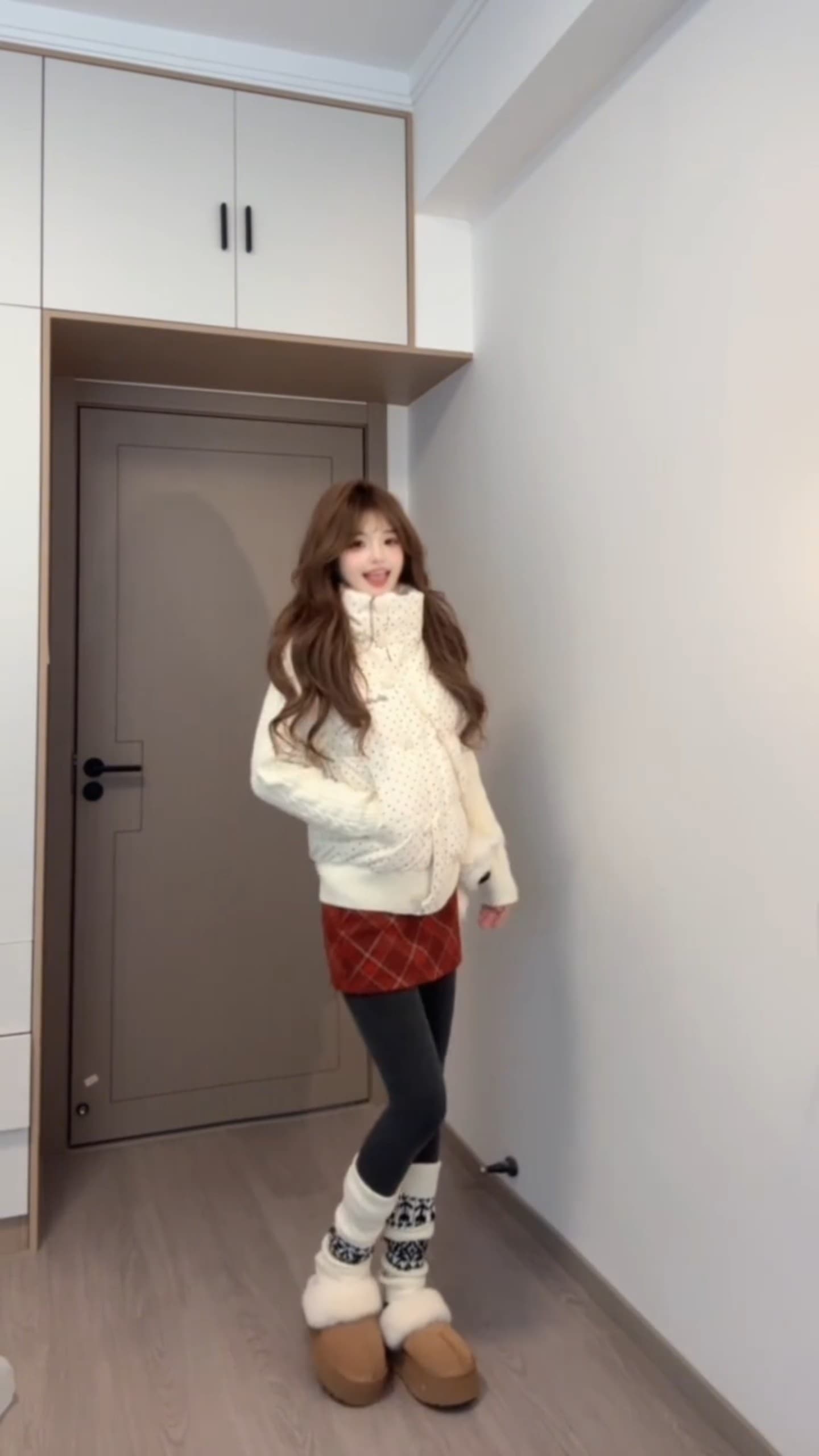 한 부서 달콤함 도트 무늬 니트 패치워크 긴팔 면 의류 여성 코트 겨울 루즈핏 두꺼운 쇼트 스타일 보온 패딩 재킷 상세 이미지 27