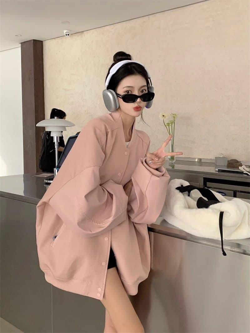 원본 것 야구 유니폼 여성 가을 겨울 새로운 아메리칸 레트로 작은 키 루즈핏 다용도 디자인 센스 재킷