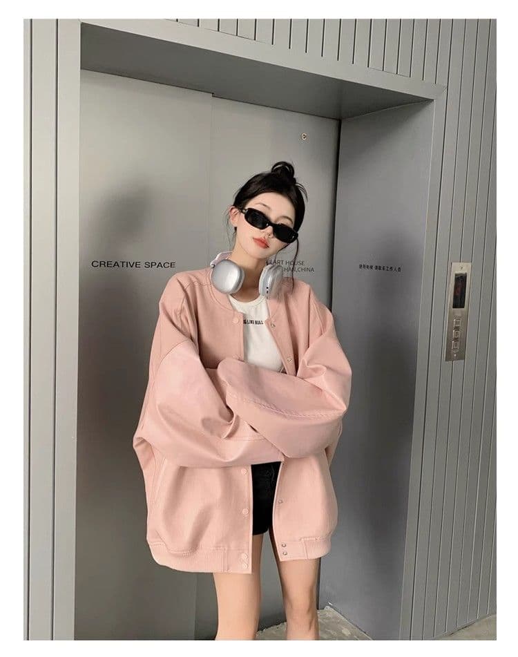 원본 것 야구 유니폼 여성 가을 겨울 새로운 아메리칸 레트로 작은 키 루즈핏 다용도 디자인 센스 재킷 상세 이미지 2