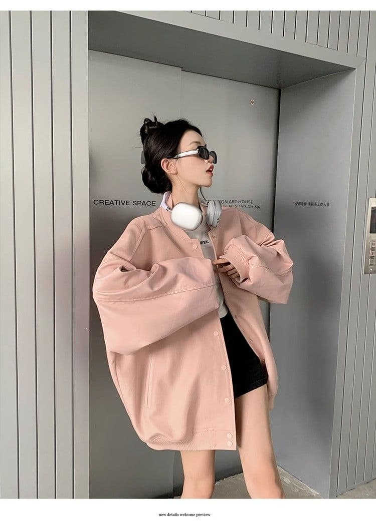 원본 것 야구 유니폼 여성 가을 겨울 새로운 아메리칸 레트로 작은 키 루즈핏 다용도 디자인 센스 재킷 상세 이미지 9