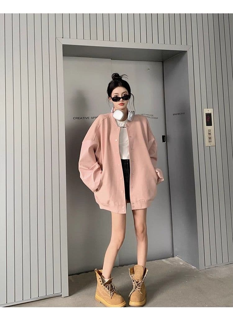 원본 것 야구 유니폼 여성 가을 겨울 새로운 아메리칸 레트로 작은 키 루즈핏 다용도 디자인 센스 재킷 상세 이미지 10