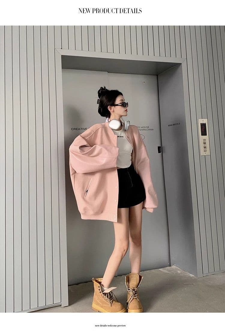 원본 것 야구 유니폼 여성 가을 겨울 새로운 아메리칸 레트로 작은 키 루즈핏 다용도 디자인 센스 재킷 상세 이미지 11