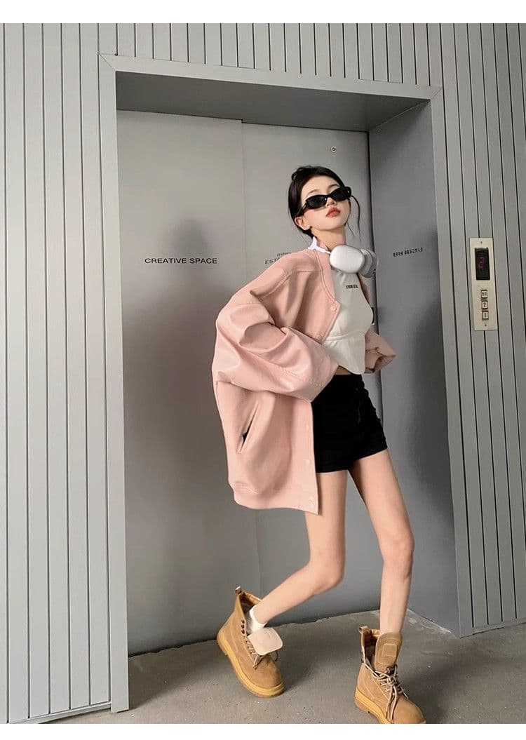 원본 것 야구 유니폼 여성 가을 겨울 새로운 아메리칸 레트로 작은 키 루즈핏 다용도 디자인 센스 재킷 상세 이미지 14