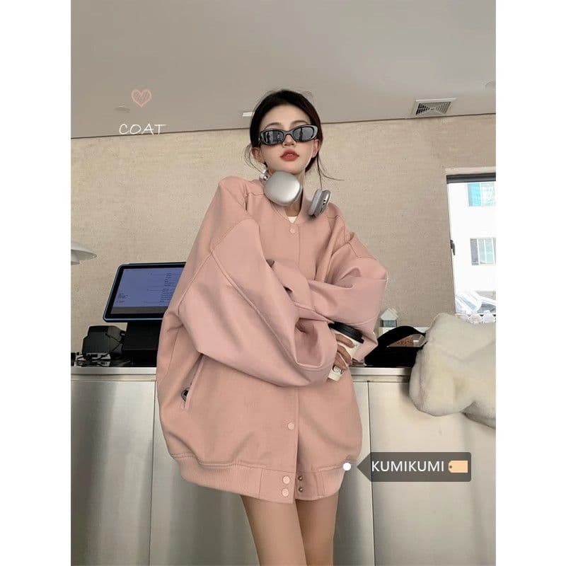 원본 것 야구 유니폼 여성 가을 겨울 새로운 아메리칸 레트로 작은 키 루즈핏 다용도 디자인 센스 재킷 상세 이미지 21