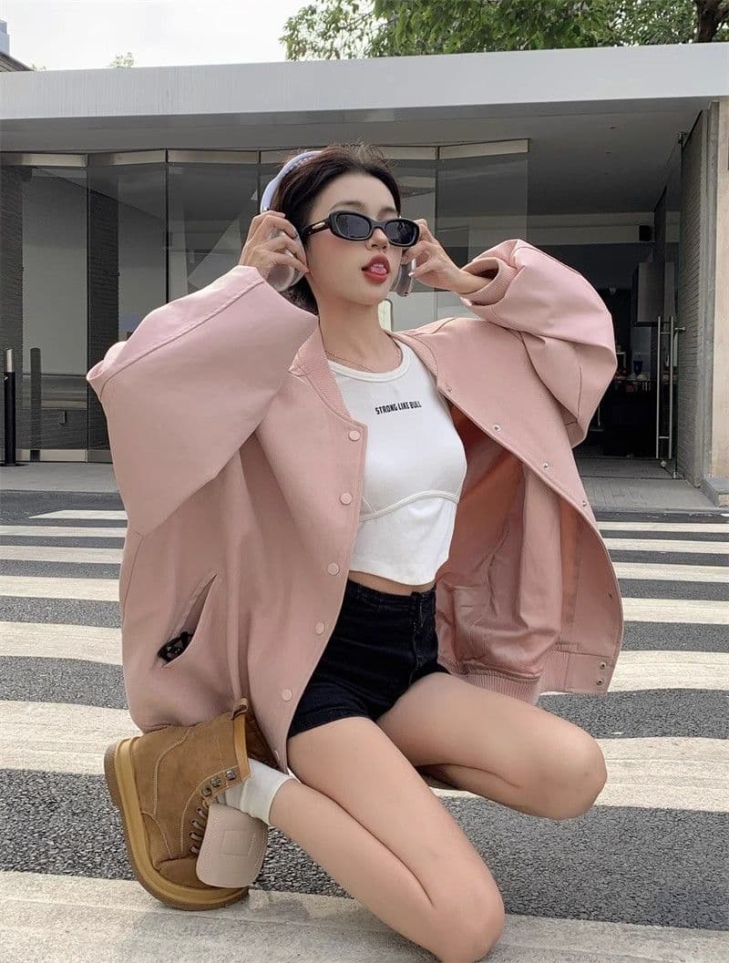 원본 것 야구 유니폼 여성 가을 겨울 새로운 아메리칸 레트로 작은 키 루즈핏 다용도 디자인 센스 재킷 상세 이미지 24