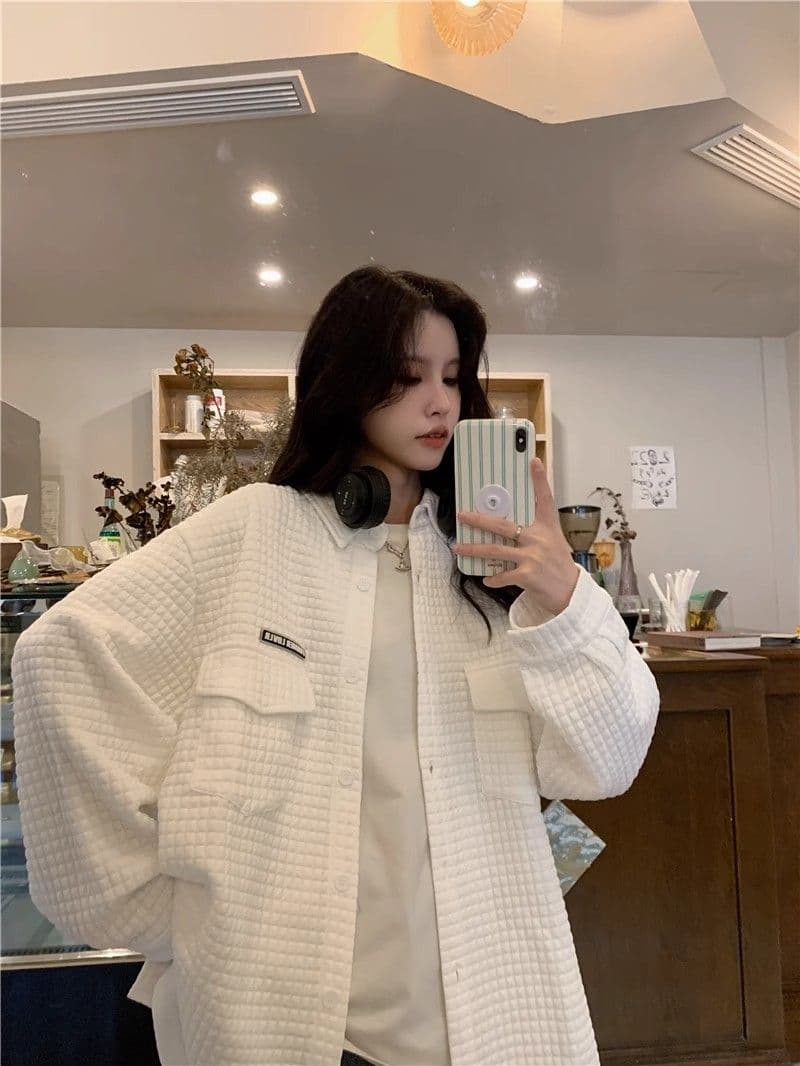 원본 것 가을 의상 아메리칸 조수 브랜드 디자인 센스 후아 남편 그리드 셔츠 맨위 여성 루즈핏 긴팔 재킷 트렌디 상세 이미지 14