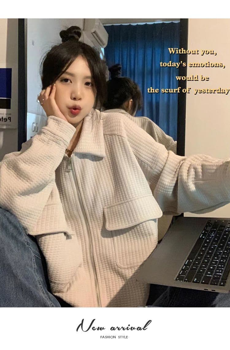 털 루트 자수 거리 레트로 알파벳 자수 펌프 로프 재킷 여자 학생 가을 후아 남편 그리드 재킷 맨위 트렌디 상세 이미지 7