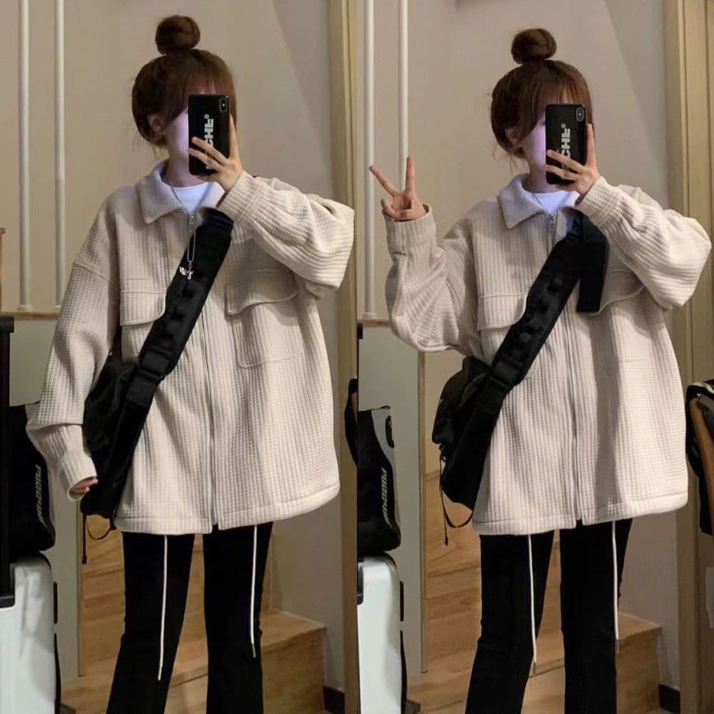 털 루트 자수 거리 레트로 알파벳 자수 펌프 로프 재킷 여자 학생 가을 후아 남편 그리드 재킷 맨위 트렌디 상세 이미지 13