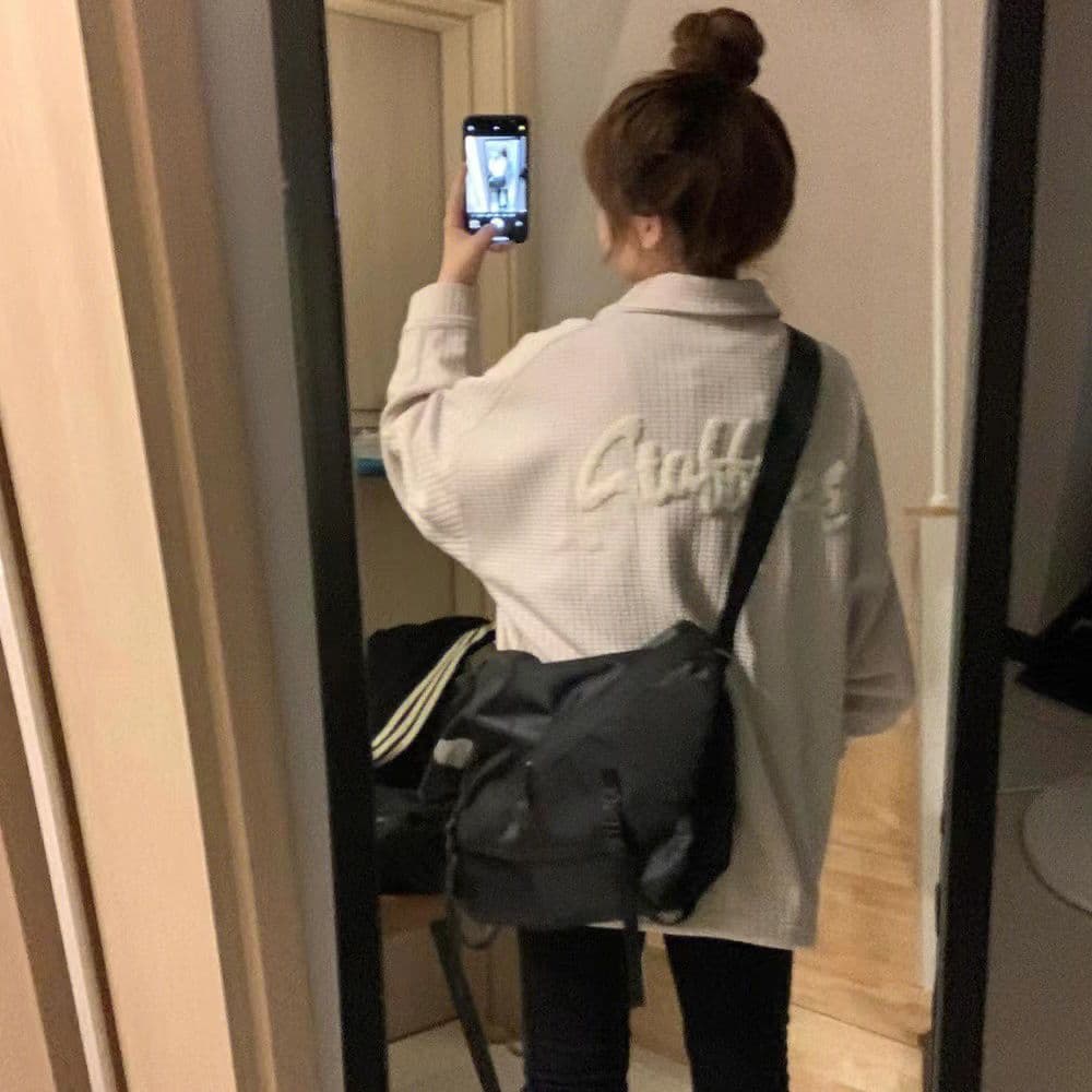털 루트 자수 거리 레트로 알파벳 자수 펌프 로프 재킷 여자 학생 가을 후아 남편 그리드 재킷 맨위 트렌디 상세 이미지 14