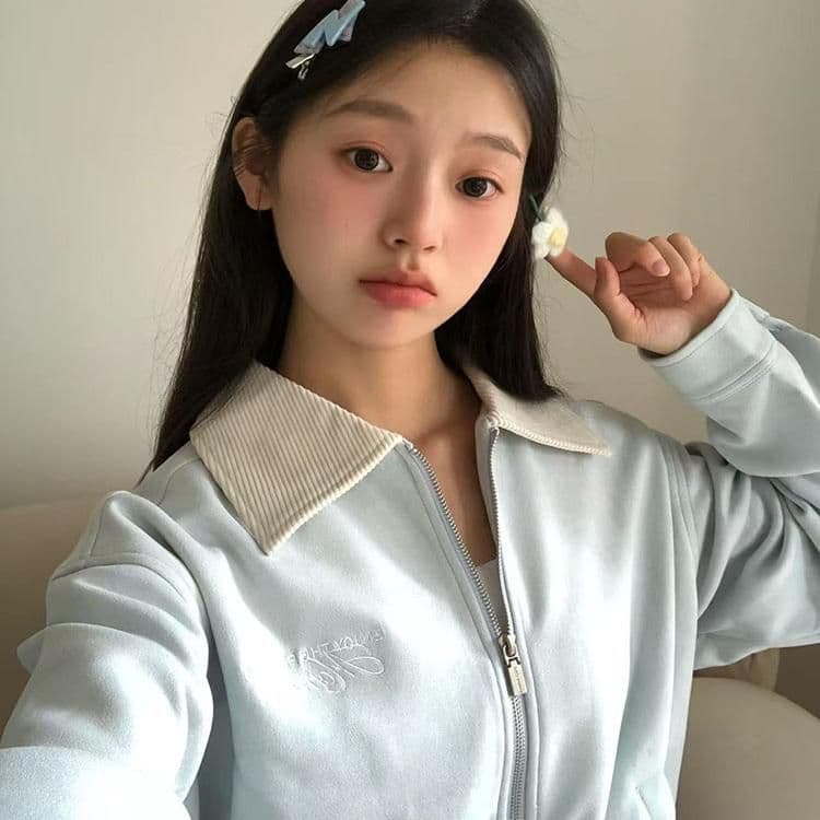 고유 한 슈퍼 잘 생긴 봄 가을 여성 코트 2026 새로운 작은 키 폴로 칼라 알파벳 자수 스웨이드 원단 재킷 맨위 이미지 3