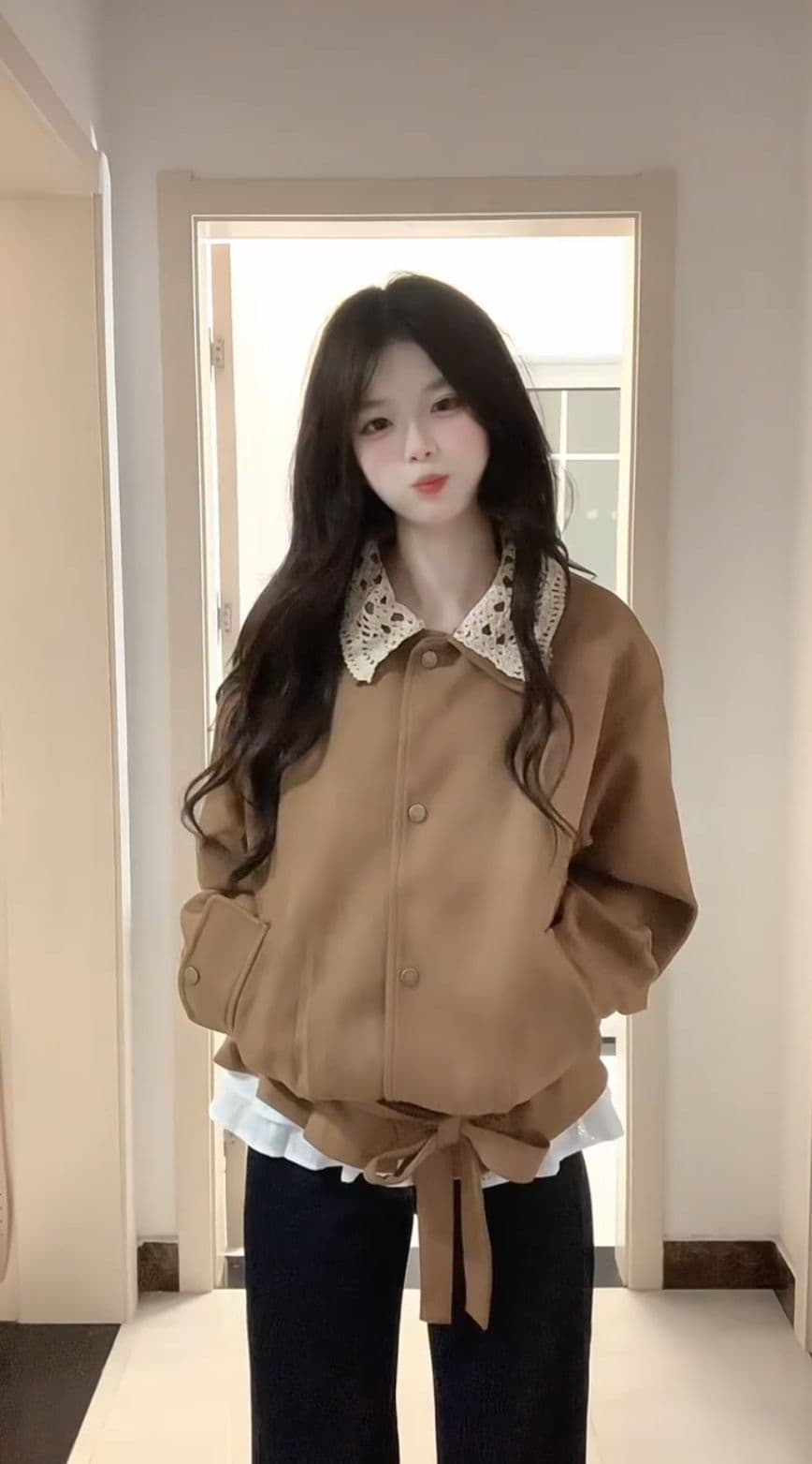 레트로 아름다움 라드. 브라운 재킷 여성 코트 가을 겨울철 2026 새로운 이른 가을 한 부서 분위기 센스 착용 잡아라. 의류 상세 이미지 2