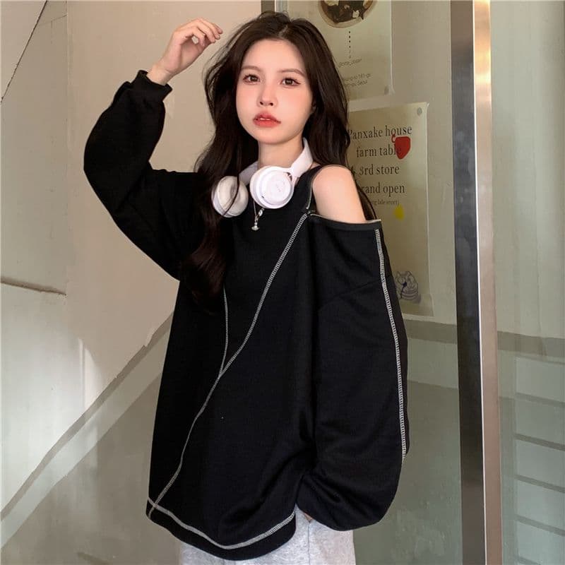 실사 65 물고기 규모 특별 빅 사이즈 300 근 오프숄더 후드티 여성 지퍼 루즈핏 빅 사이즈 여성