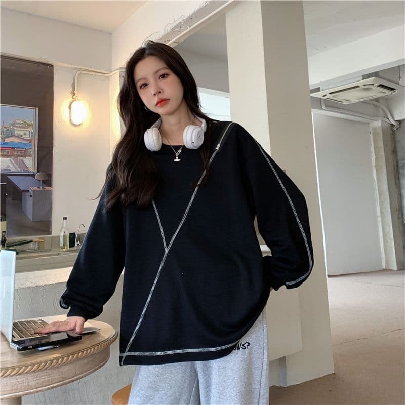 실사 65 물고기 규모 특별 빅 사이즈 300 근 오프숄더 후드티 여성 지퍼 루즈핏 빅 사이즈 여성 상세 이미지 4