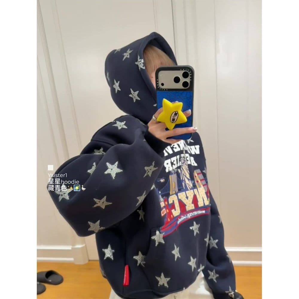 2026 가을 겨울철 좋은 품질 털이 있는 무거운 작업 자수 원본 솜씨 음식 털 후아 면 복합 후드티 여성 상세 이미지 5