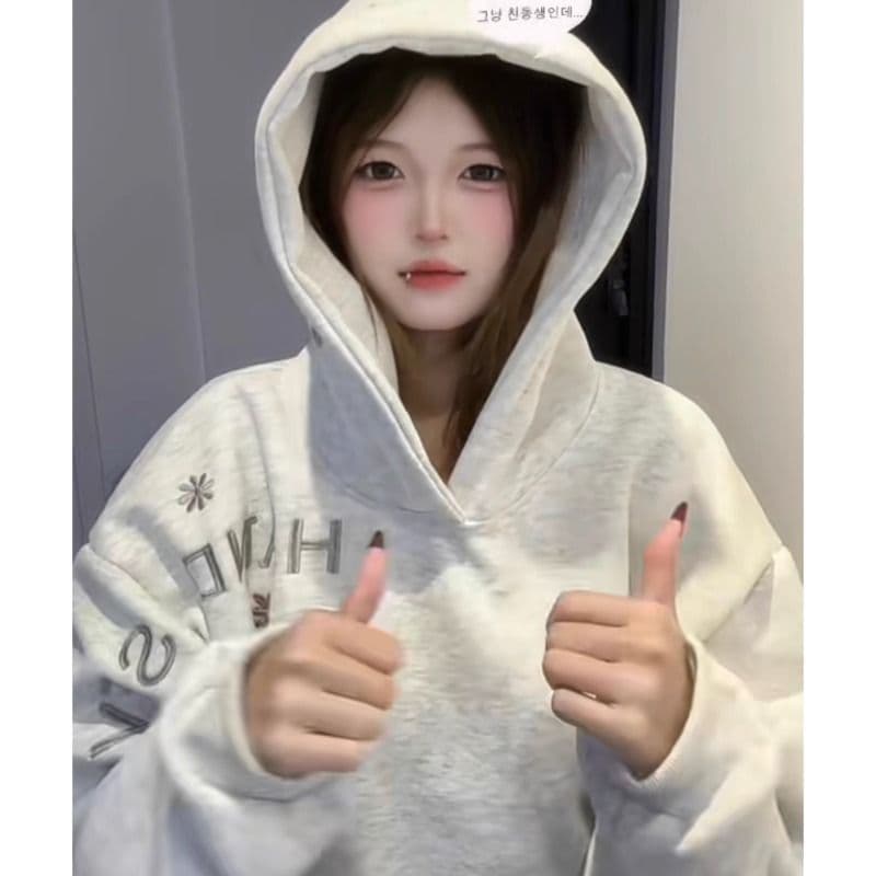 2026 가을 겨울철 좋은 품질 털이 있는 무거운 작업 자수 원본 솜씨 음식 털 후아 면 복합 후드티 여성 상세 이미지 5