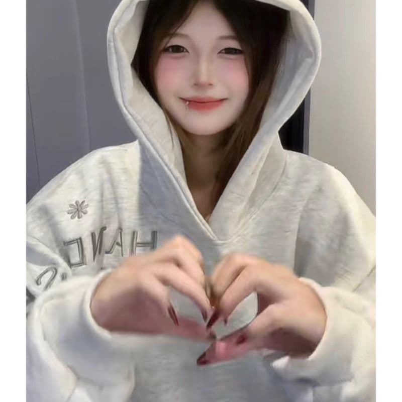 2026 가을 겨울철 좋은 품질 털이 있는 무거운 작업 자수 원본 솜씨 음식 털 후아 면 복합 후드티 여성 상세 이미지 6