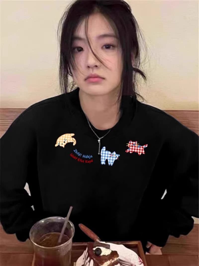 2026 가을 모방 Mianhua 면 복합 얇은 스타일 310g 털이 있는 400g 라운드 넥 후드티 여성 가을 겨울 상세 이미지 4